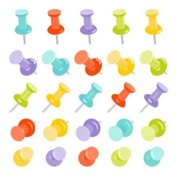Set of thumbtacks Stock Illustration