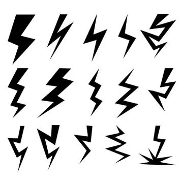 Set of thunder and lighting collection Stock Illustration