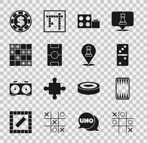 Set Tic tac toe game, Backgammon board, Domino, Toy building block bricks Ilustración de archivo