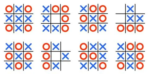 Set of tic tac toe game isolated on white background Stock Illustration