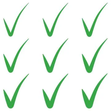 Set tick green checkmark correct mark checkbox, vector tick green checkmark Stock Illustration