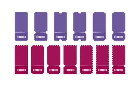 Set of ticket blanks of various shapes and configurations Stock Illustration