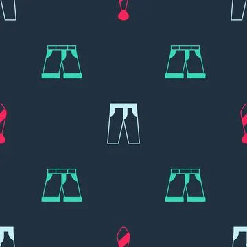 Set Tie, Pants and Short or pants on seamless pattern. Vector Stock Illustration