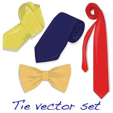 Set of Ties and Bow Tie Stock Illustration