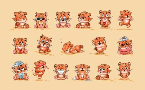 Set of Tiger cubs Stock Illustration