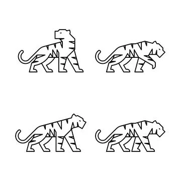 Set of Tiger, Tiger Logo Stock Illustration