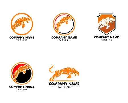Set of Tiger vector icon logo mascot illustration Stock Illustration