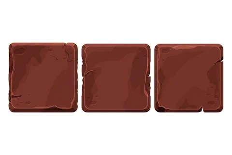 Set tile Game block ground or stone material, brick isolated on white background Stock Illustration