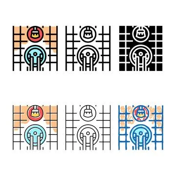 Set tile grout cleaning home maintenance color icon vector Stock Illustration