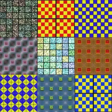 Set of tile pavement seamless generated textures Stock Illustration