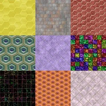 Set of tile pavement seamless generated textures Stock Illustration