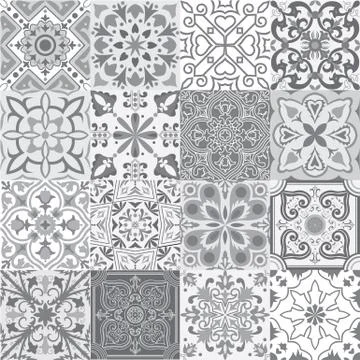 Set of tiles background in grey. Stock Illustration