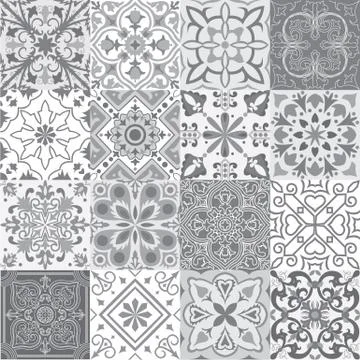 Set of tiles background in grey. Stock Illustration