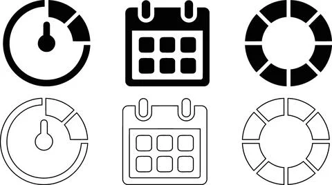 Set of time calendar and loading icons vector Illustration