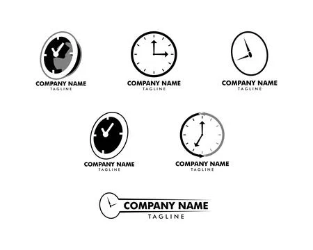Set of Time clock logo design template Illustration
