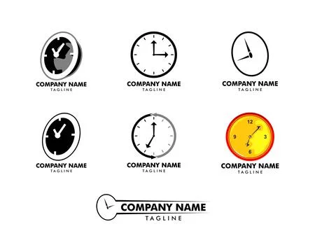 Set of Time clock logo design template Stock Illustration