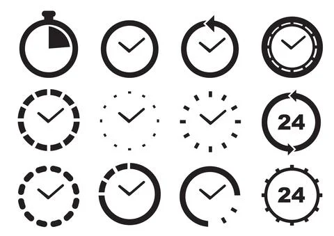 Set of time icons. Vector illustration. Stock Illustration