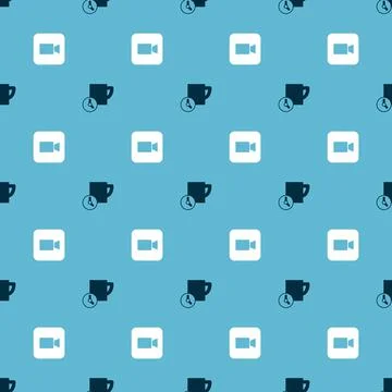 Set Time management and Camera on seamless pattern. Vector Illustrazione stock