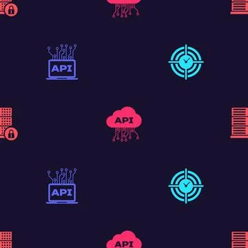 Set Time Management, Computer api interface, Cloud and Server security with l イラスト素材