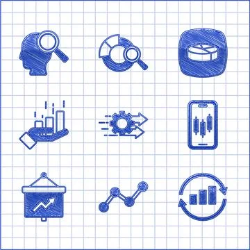 Set Time management, Graph chart infographic, Mobile stock trading, Board with Illustrazione stock