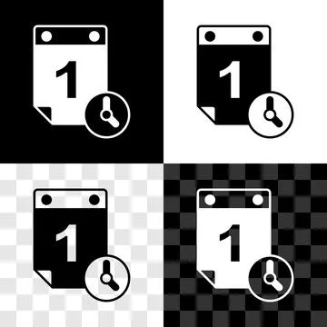 Set Time management icon isolated on black and white, transparent background Stock-Illustration