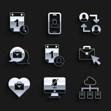 Set Time management, Mute microphone on computer, Online working, Heart with Stock Illustration