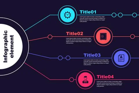 Set Time Management, Safe, Resume and with headset. Business infographic Stock Illustration