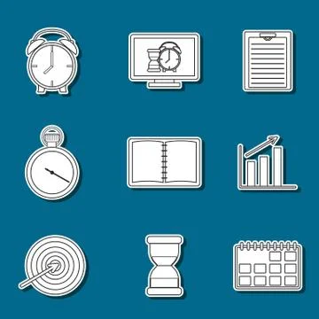 Set of time management stickers Stock Illustration