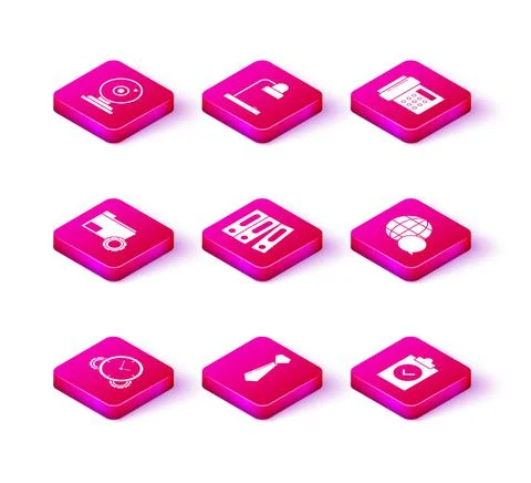 Set Time Management, Tie, Folder settings with gears, Office folders papers and Illustrazione stock