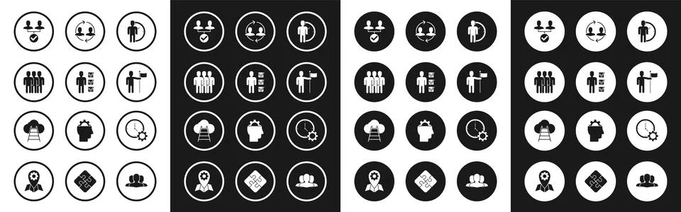 Set Time Management User of man in business suit Users group Project team bas Ilustração Stock
