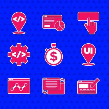 Set Time is money, UI or UX design, Website statistic, Front end development 库存插图