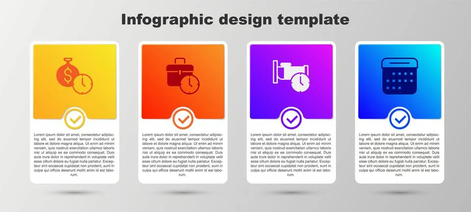 Set Time is money, Work time, to sleep and Calendar. Business infographic Stock Illustration