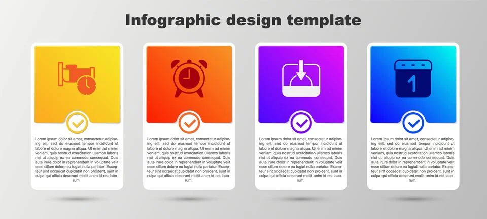 Set Time to sleep, Alarm clock, Sunset and Calendar. Business infographic t.. Illustrazione stock