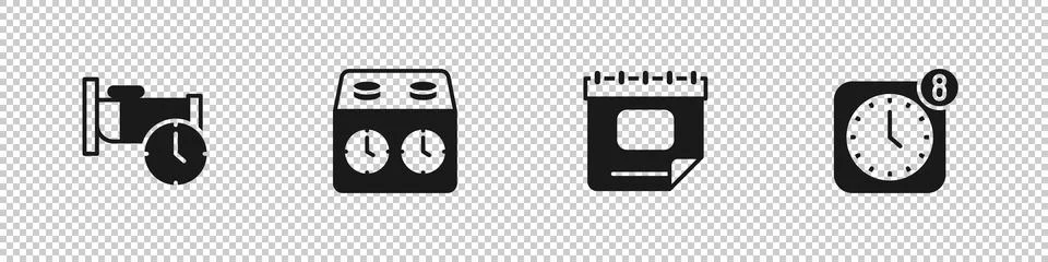 Set Time to sleep, chess clock, Calendar and Alarm app mobile icon. Vector Ilustración de archivo