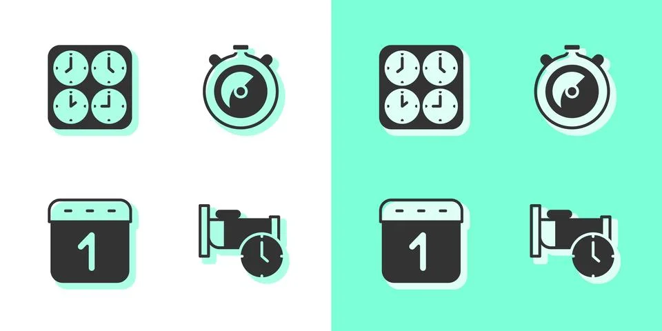 Set Time to sleep, zone clocks, Calendar and Stopwatch icon. Vector イラスト素材