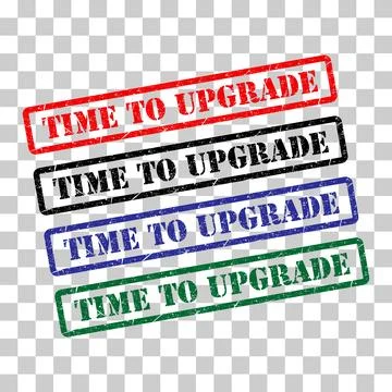 Set of Time to upgrade stamp symbol, label sticker sign button, text banner v Stockillustratie