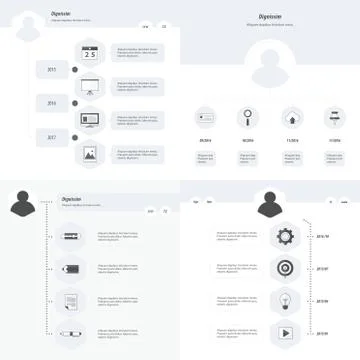 Set of timeline design set black and white style Stock Illustration