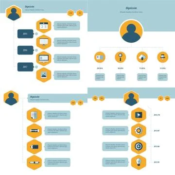 Set of timeline design set blue and yellow style Stock-Illustration