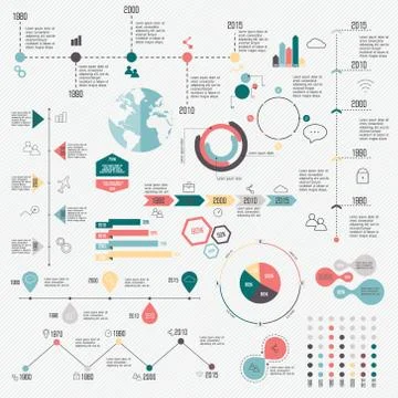 Set of Timeline Infographic Design Templates. Illustrazione stock