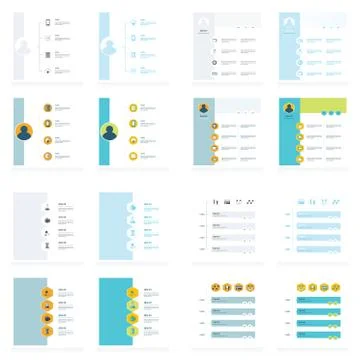 Set of timeline vectors design 16 in 1 Stock Illustration