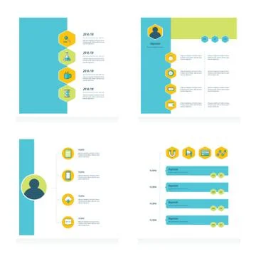 Set of timeline vectors design   bule, yellow and green color Illustrazione stock