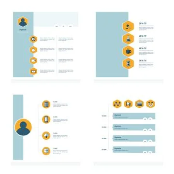 Set of timeline vectors design   bule, yellow color style Stock Illustration