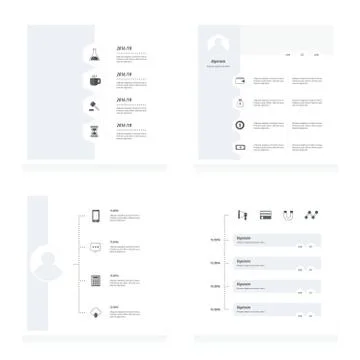 Set of timeline vectors design  gray style Ilustração Stock