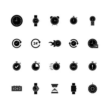Set of timepiece icons Stock Illustration