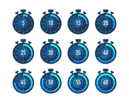 Set Timer, clock, stopwatch. Cooking time. 0 to 60 minutes. Stockillustratie