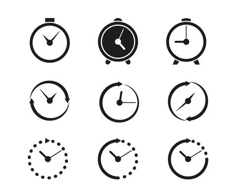 Set timer icon, hour time with arrows and circle watch. Service 24 hours day. Stock Illustration
