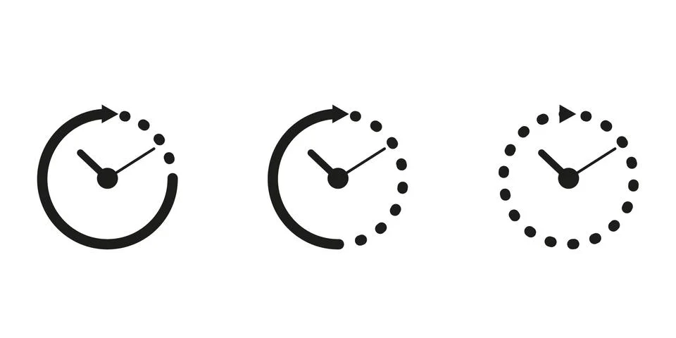 Set timer icon, hour time with arrows and circle watch. Service 24 hours day. Stock Illustration
