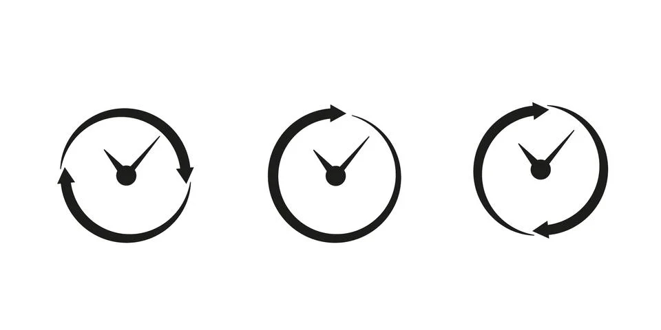 Set timer icon, hour time with arrows and circle watch. Service 24 hours day. Stock Illustration