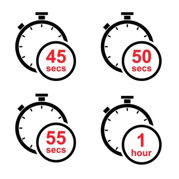 Set of Timer sport icon, stopwatch digital graphic symbol, time circle sign v Stock Illustration