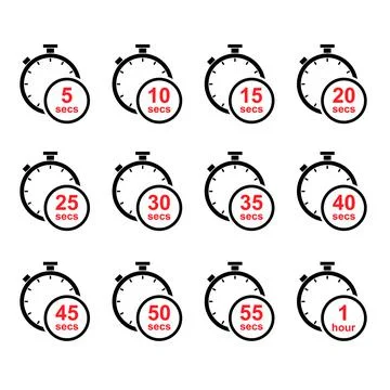 Set of Timer sport icon, stopwatch digital graphic symbol, time circle sign v Stock Illustration